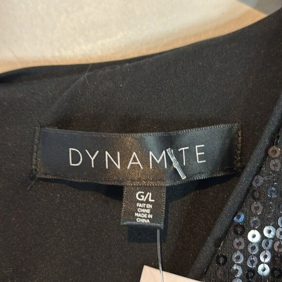 NWT Dynamite Roxy wrap black sequins dress size large - Picture 11 of 13